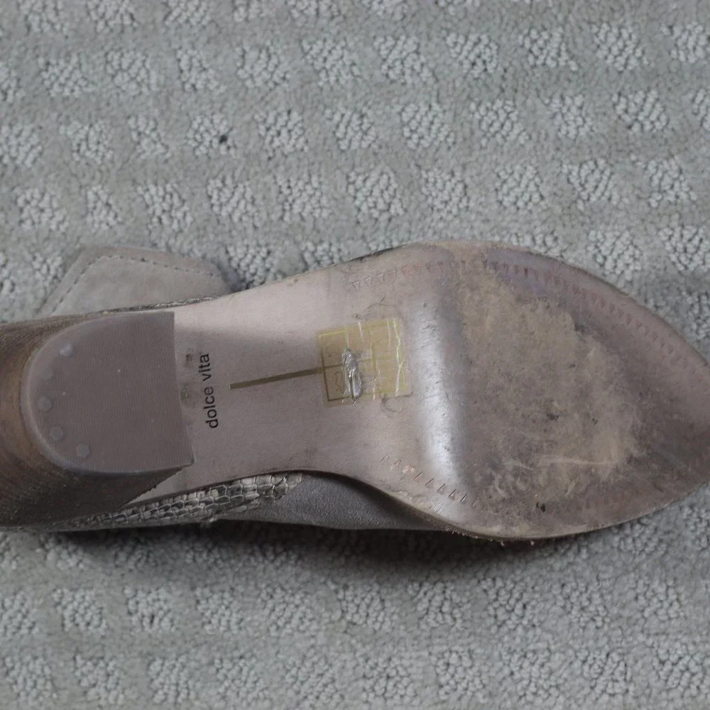 Dolce Vita Size 9 Beige Suede and Snakeskin Ankle Boots
